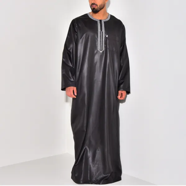 Men's Satin Casual Black Robe - Dozenlive.com 
