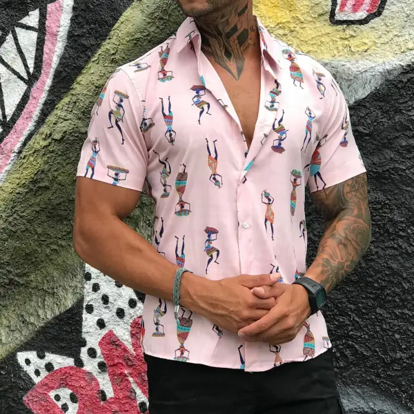 Stylish Graphic Print Hawaiian Short Sleeve Shirt - Jumbochic.com 