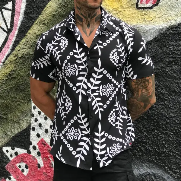 Floral Hawaiian Short Sleeve Shirt - Jumbochic.com 