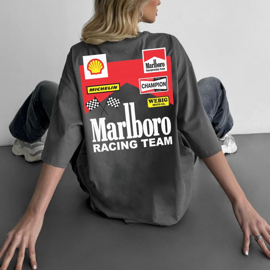 

Oversized Racing Team Print Tee