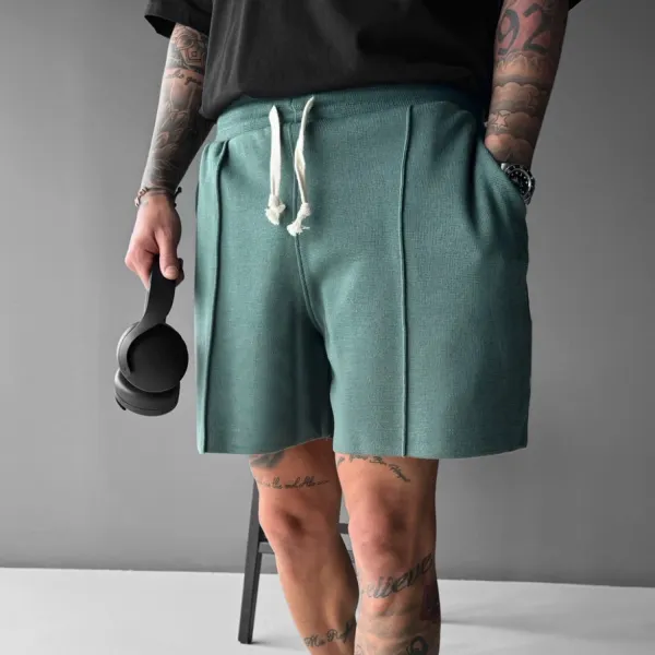 Solid Color Elastic Waist Strap Shorts - Yiyistories.com 