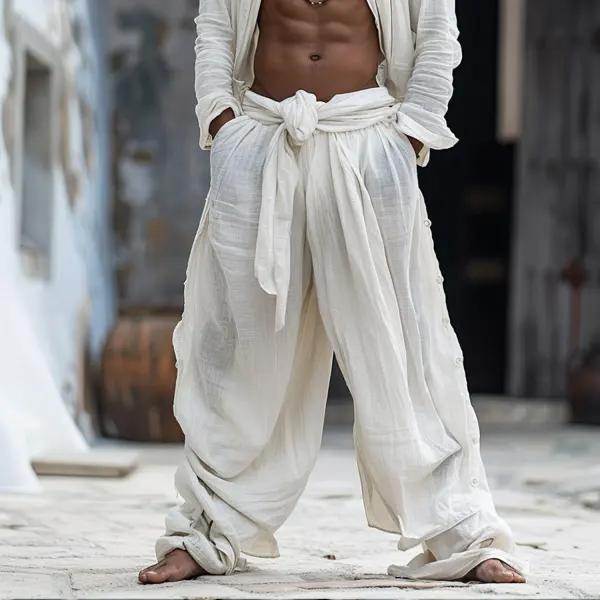 Men's Oversized Linen Casual Pants - Cotosen.com