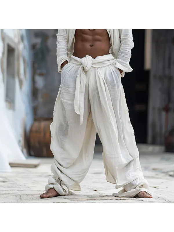 Men's Oversized Linen Casual Pants - Ootdmw.com 