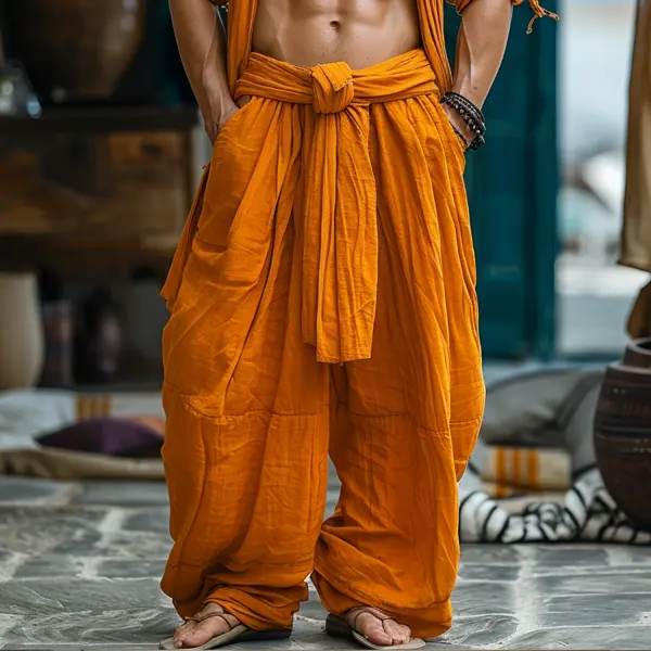 Oversized Loose Fit Breathable Linen Casual Pants For Men - Cotosen.com