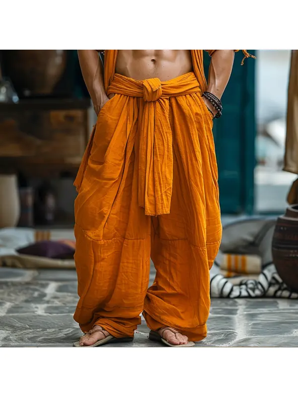 Oversized Loose Fit Breathable Linen Casual Pants For Men - Spiretime.com 