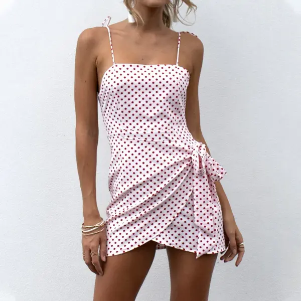 Women's Polka Dot Strap Mini Dress - Rallyfine.com 