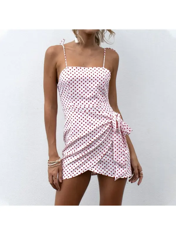 Women's Polka Dot Strap Mini Dress - Goaffection.com 