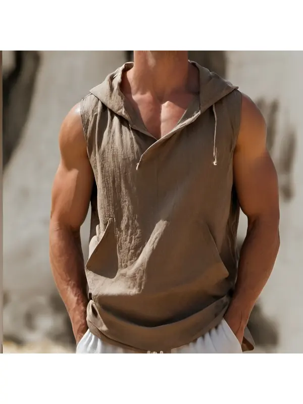 Men's Tulum Linen Hooded Shirt - Timetomy.com 