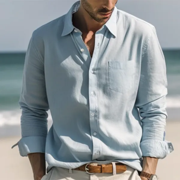 Men's Lace-Up Cotton Summer Vacation Everyday Shirt - Yiyistories.com 