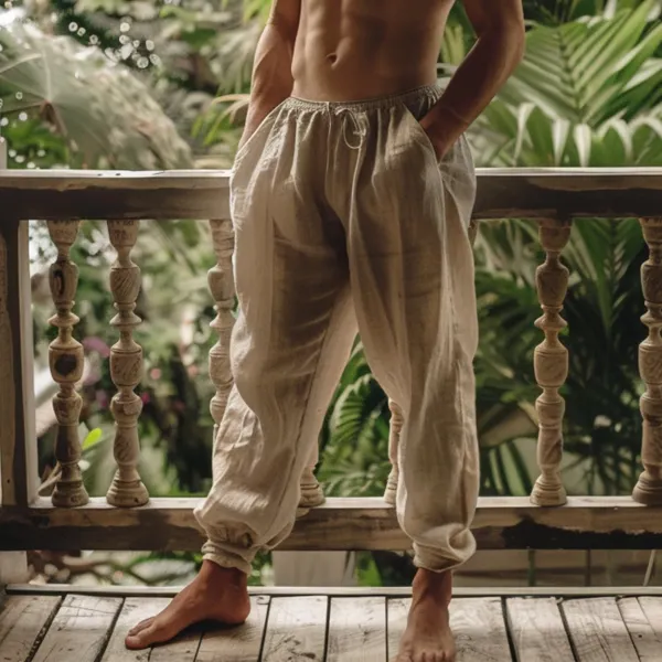 Men's Holiday Linen Light And Loose Harem Pants - Localziv.com 