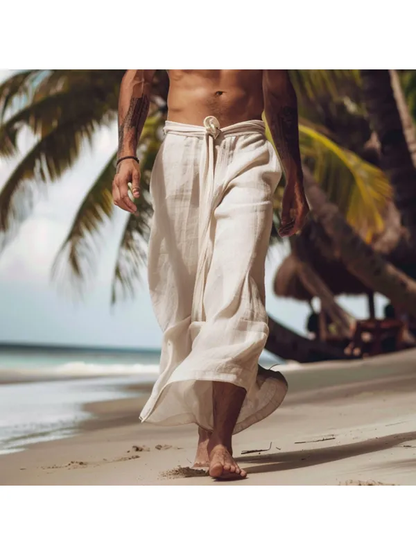 Men's Holiday Linen Loose Casual Pants - Ootdmw.com 