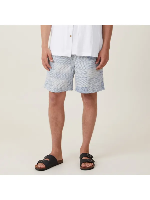 Loose Fit Geometric Pattern Shorts - Localziv.com 