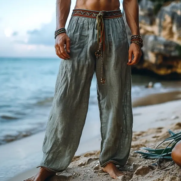 Retro Loose Breathable Men's Linen Casual Pants - Dozenlive.com 