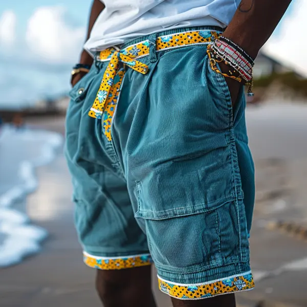 Vintage Corduroy Beach Linen Shorts - Localziv.com 