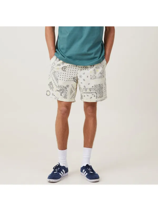 Men's Cashew Print Loose Shorts - Localziv.com 