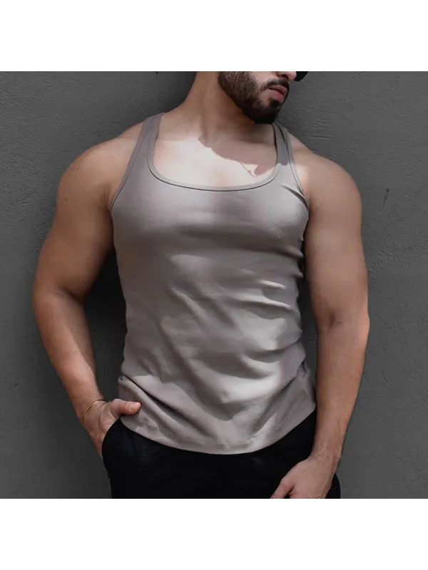 Men's Plain Sleeveless Tank Top - Aptkoi.com 