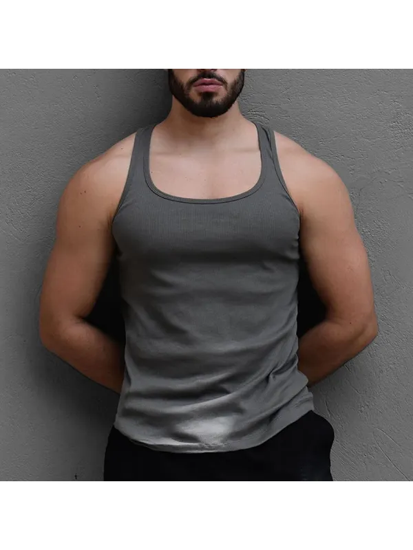 Men's Plain Simple Sleeveless Tank Top - Aptkoi.com 