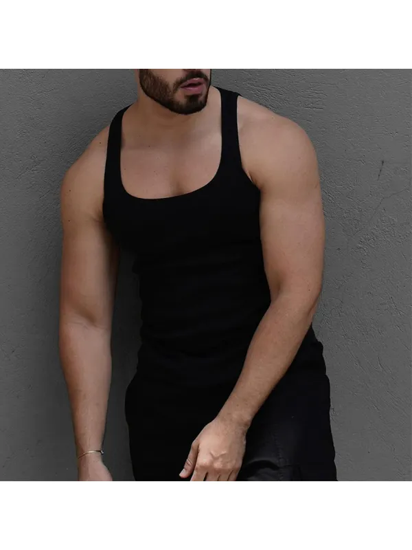 Men's Plain Casual Sleeveless Tank Top - Aptkoi.com 