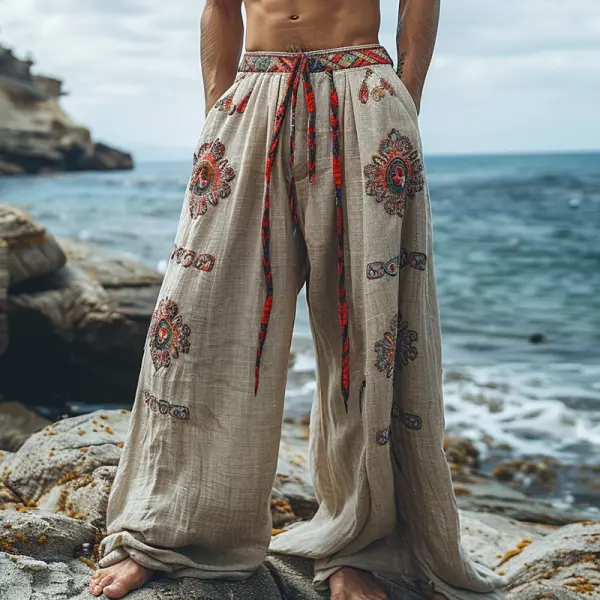 Retro Linen Loose Breathable Men's Casual Pants - Yiyistories.com 