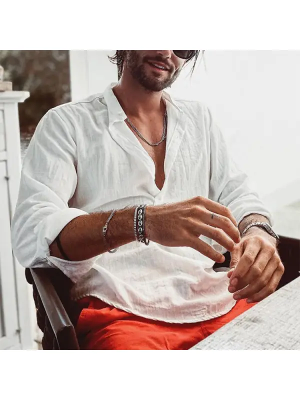 Breathable Cotton And Linen Men's Summer Shirt - Aptkoi.com 