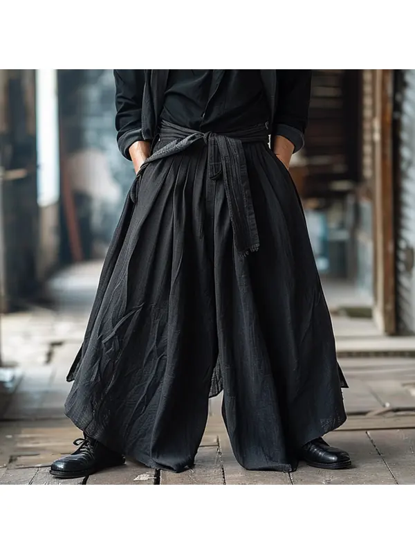 Linen Men's Oversized Wide Leg Pants - Shopyiyistories.com 