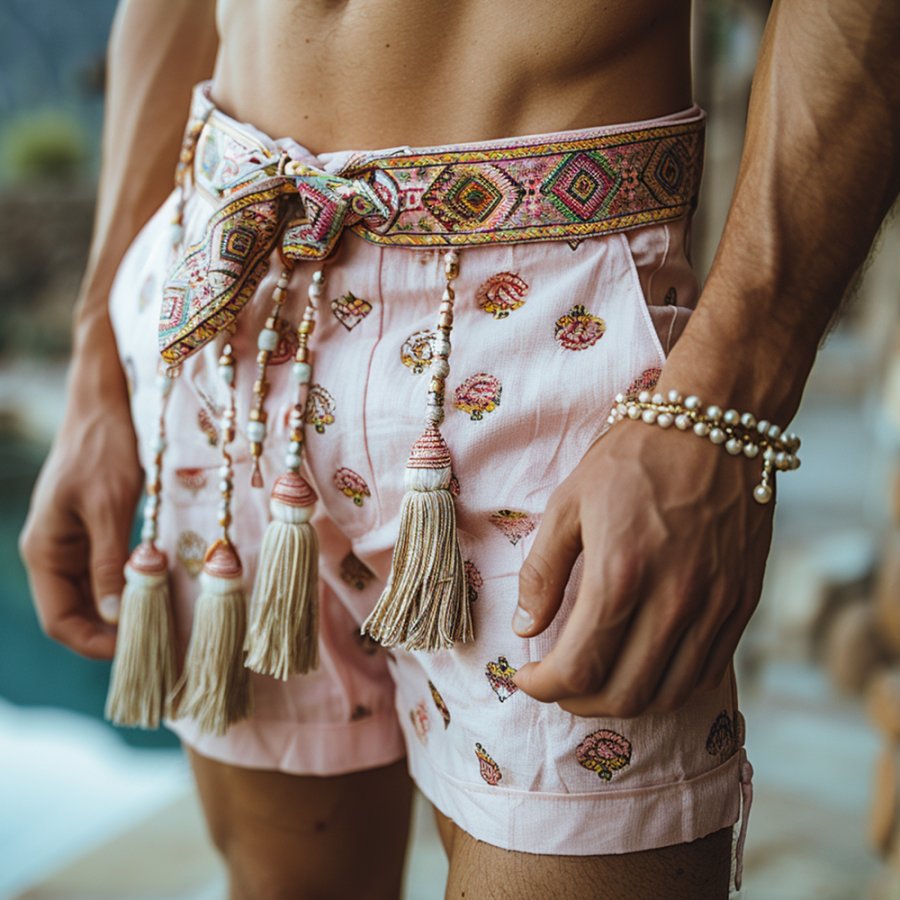 

Retro Ethnic Casual Linen Shorts Bohemian Style Shorts