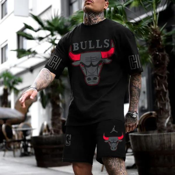 Men's Chicago Basketball Printed Jersey Sports Shorts Suit - Dozenlive.com 