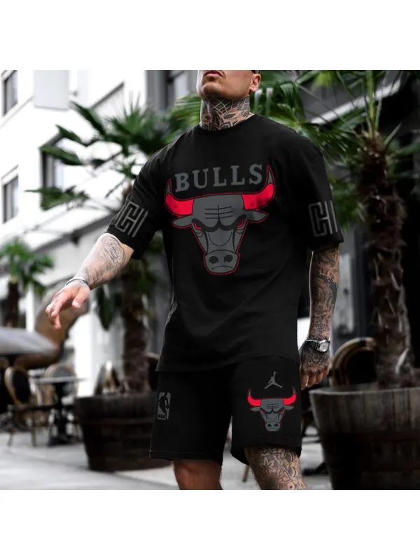 Men's Chicago Basketball Printed Jersey Sports Shorts Suit - Frontiercool.com 
