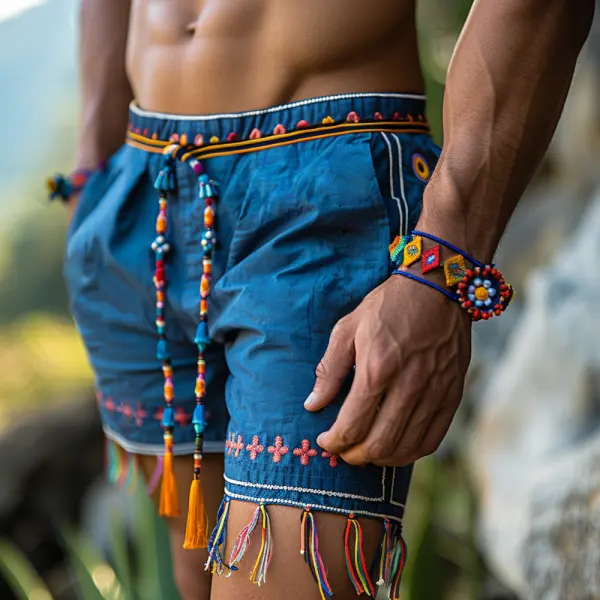 Retro Ethnic Casual Linen Shorts Bohemian Style Shorts - Cotosen.com