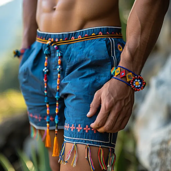Retro Ethnic Casual Linen Shorts Bohemian Style Shorts - Menilyshop.com 