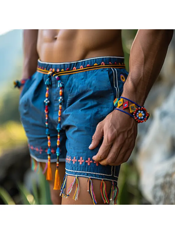 Retro Ethnic Casual Linen Shorts Bohemian Style Shorts - Ootdmw.com 