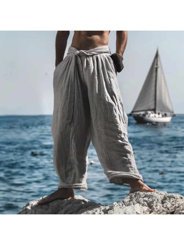 Men's Vacation Loose Linen Trousers - Ininrubyclub.com 