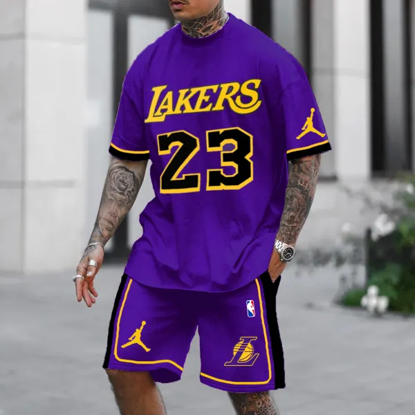 Men's Los Angeles Angels Basketball Printed Jersey Sports Shorts Suit - Dozenlive.com 