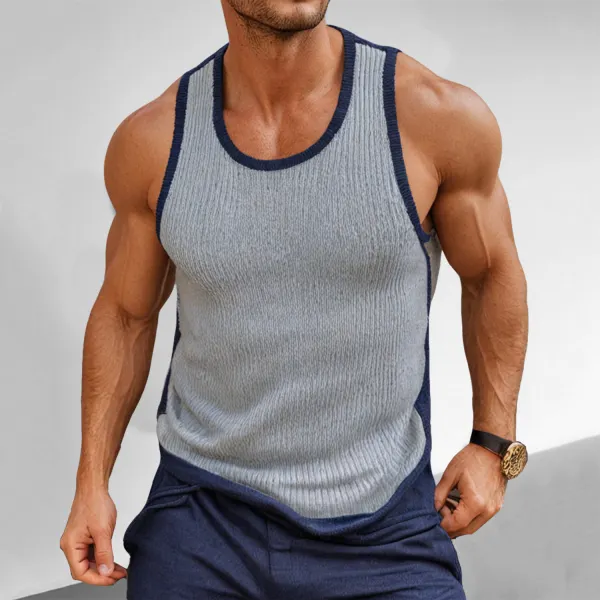 Fitness Contrast Color Casual Tight Vest - Localziv.com 