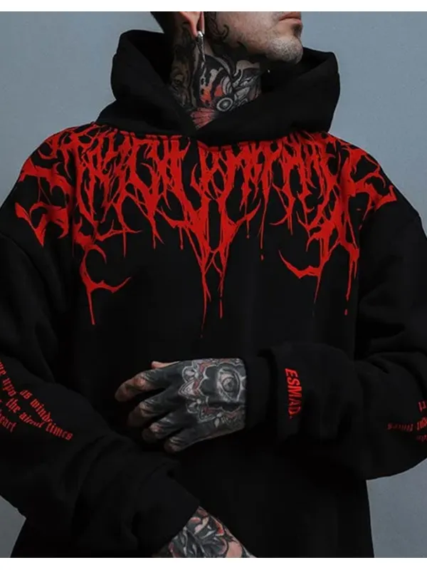Evil Blood Oversize Large Pattern Hoodie - Ootdmw.com 