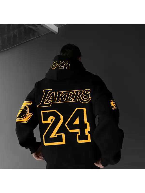 Oversized Street Style Basketball Print Hoodie Number 24 Hoodie - Aptkoi.com 