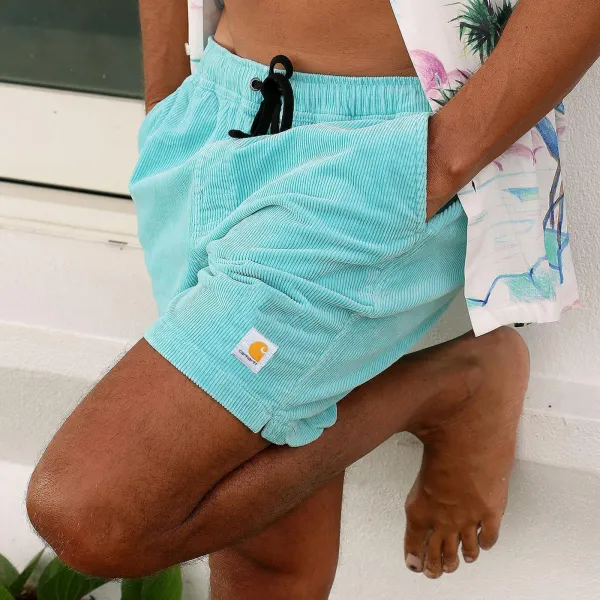 Carhartt Corduroy Surf Shorts Unisex Street Retro Skateboard Shorts - Wayrates.com 