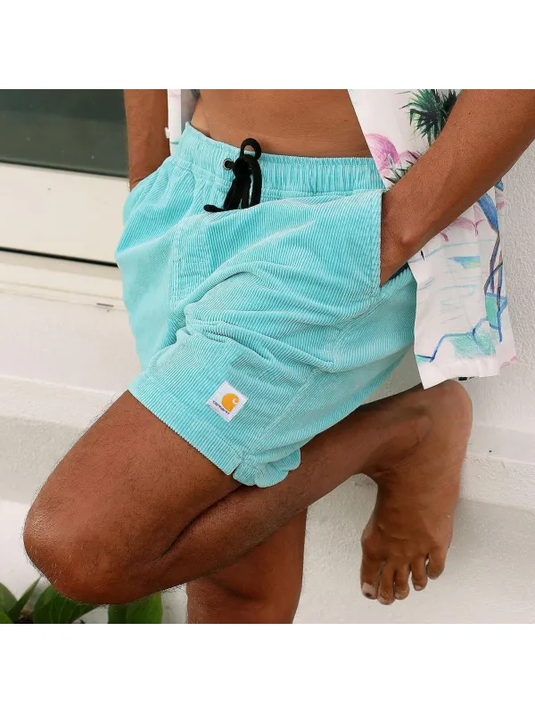 Corduroy Surf Shorts Unisex Street Retro Skateboard Shorts - Timetomy.com 