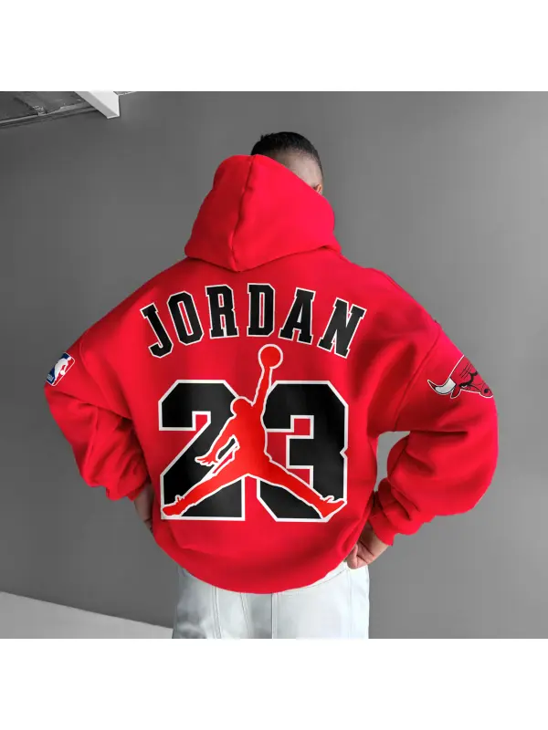 Oversized Street Style Basketball Print Hoodie Chicago 23 Hoodie - Aptkoi.com 