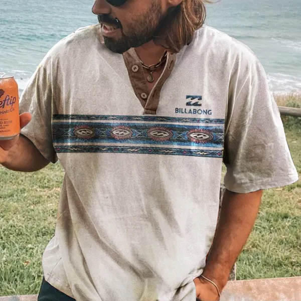 Men'S Retro Relaxed Print Surf Polo T-Shirt - Zivinfo.com 