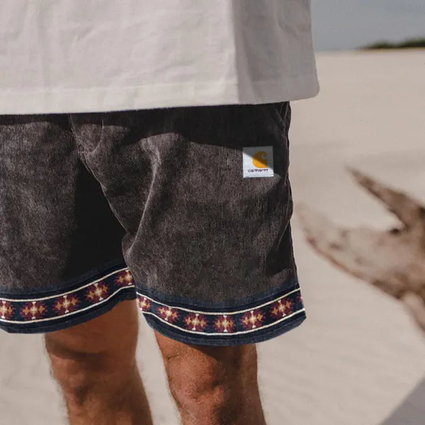 Corduroy Surf Shorts Unisex Street Retro Skateboard Shorts - Cotosen.com