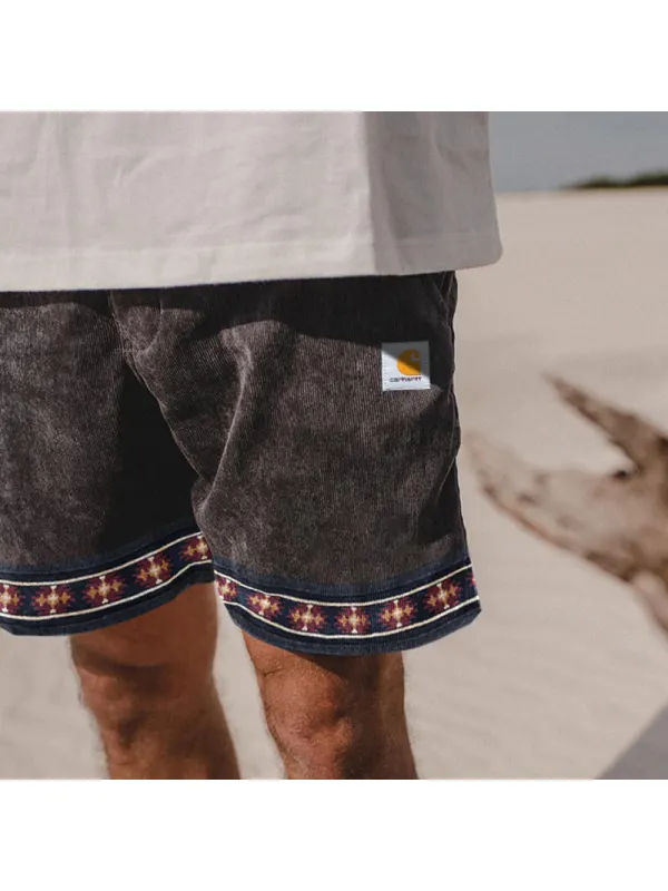 Corduroy Surf Shorts Unisex Street Retro Skateboard Shorts - Timetomy.com 