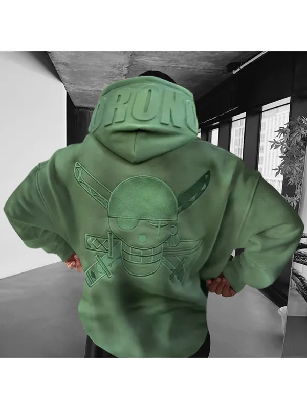 Oversized Anime Embroidered Casual Hoodie - Aptkoi.com 