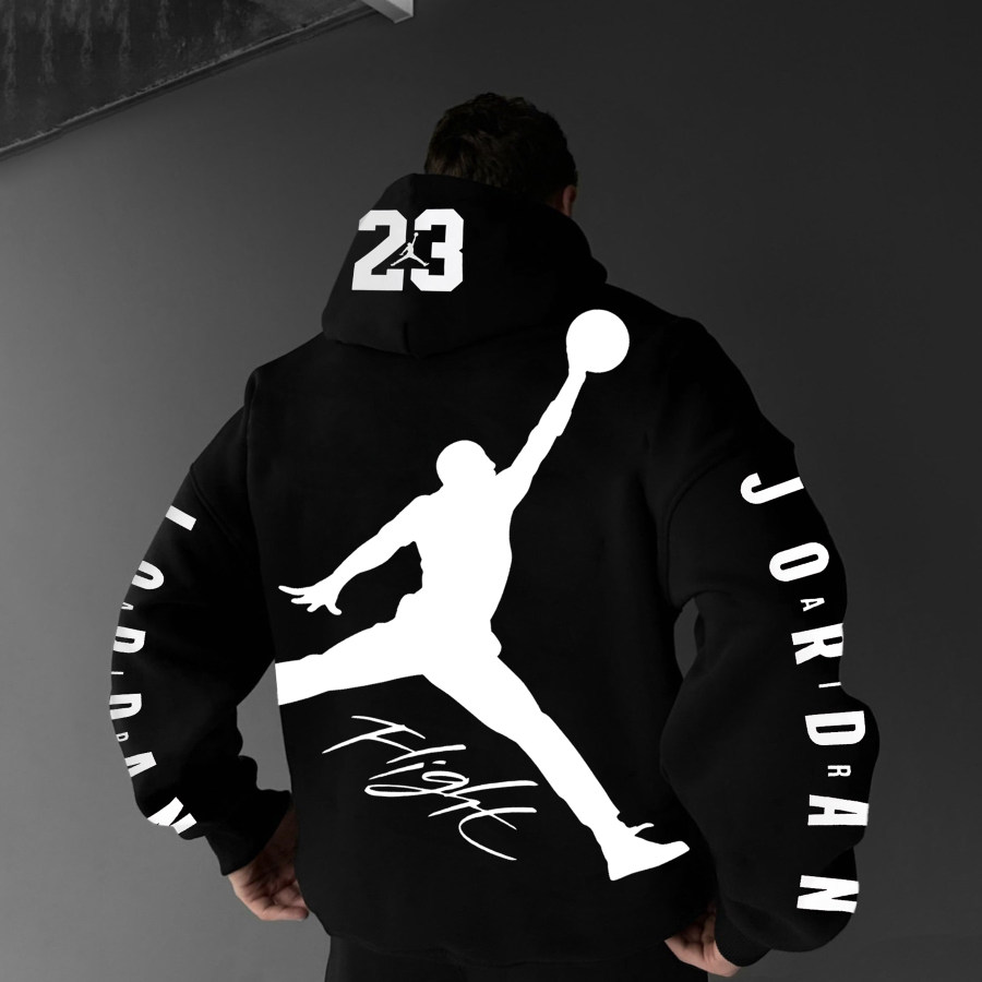 

Oversized Street Style Basketball Print Hoodie