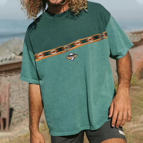 Men's Vintage Print Surf T-Shirt - Spiretime.com 