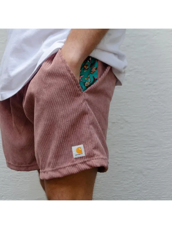 Corduroy Surf Shorts Unisex Street Retro Skateboard Shorts - Timetomy.com 