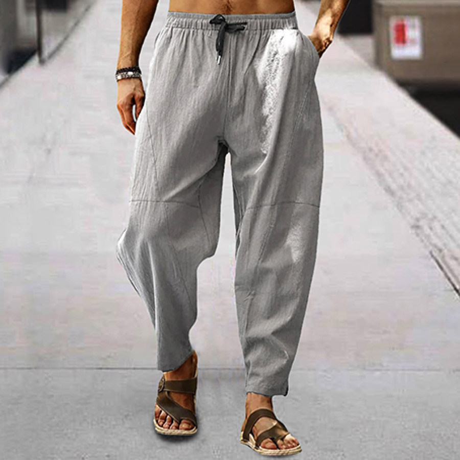

Men's Linen Loose Drawstring Hip-Hop Lantern Pencil Pants