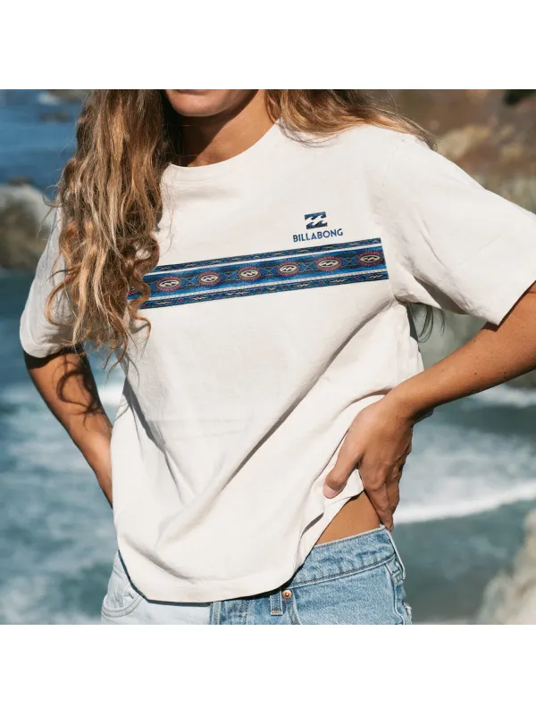 Casual Vintage Print Surf T-Shirt - Ootdmw.com 