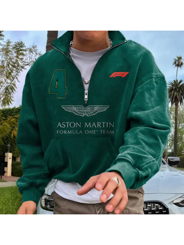 Men's Oversized Hoodie Racing Print Green - Ootdmw.com 