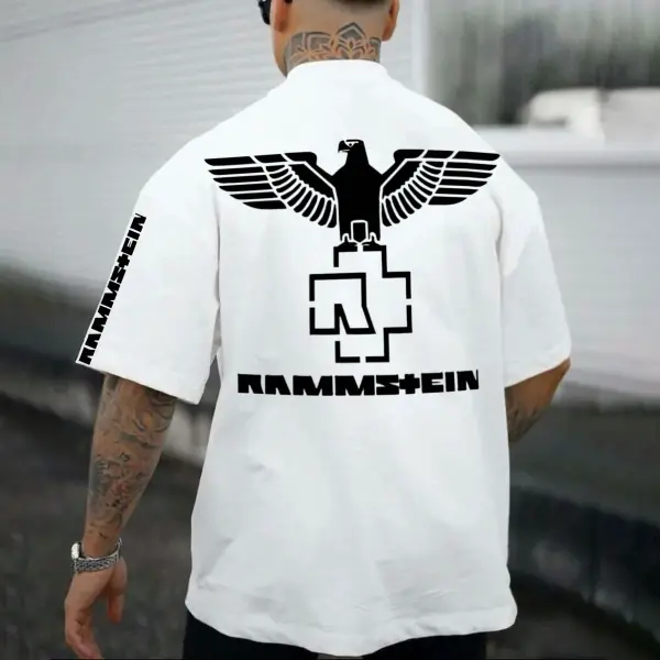 Men's Rammstein Rock Band Loose Short Sleeve Oversized T-Shirt - Yiyistories.com 